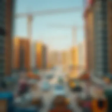 A bustling construction site representing the dynamic real estate development.