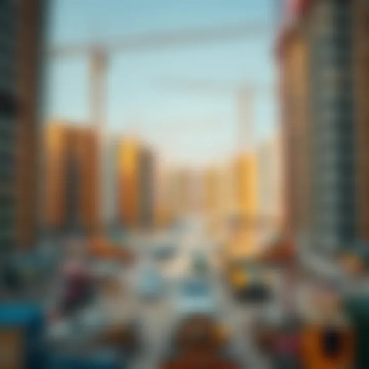 A bustling construction site representing the dynamic real estate development.