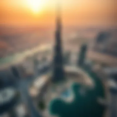 Aerial Perspective of Al Fahad Tower 1 in Dubai Aerial view of Al Fahad Tower 1 and surrounding developments in Dubai