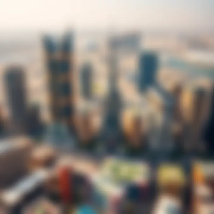 Aerial view of Al Raea Building within the Dubai skyline emphasizing its urban impact