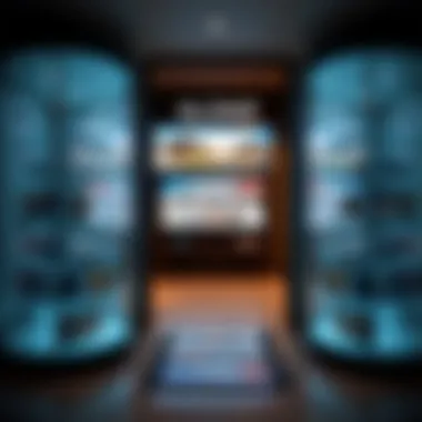 Interior view of an Aldar sales kiosk showcasing property listings