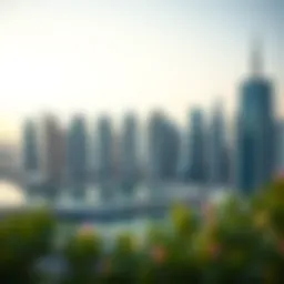 Skyline view of Business Bay showcasing high-rise buildings