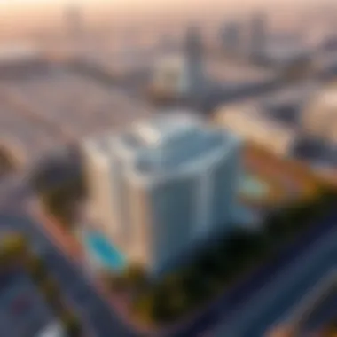Aerial view of Barsha Valley Building surrounded by community amenities