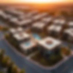 Aerial view of Bloom Living showcasing its architectural layout and surrounding landscape