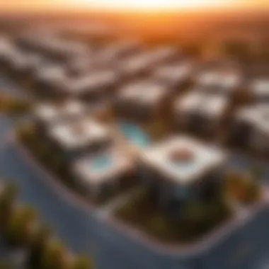 Aerial view of Bloom Living showcasing its architectural layout and surrounding landscape