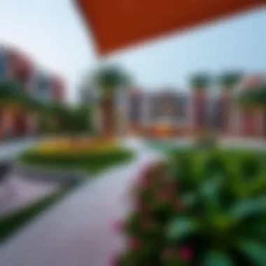 Community amenities in Bloom Living, featuring lush greenery and recreational facilities