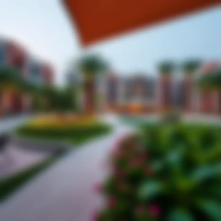 Community amenities in Bloom Living, featuring lush greenery and recreational facilities