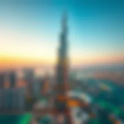 Aerial view of Burj Khalifa showcasing luxury residences