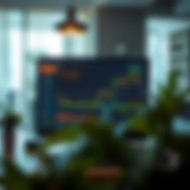 Analyzing Market Trends Market trends analysis on a digital screen