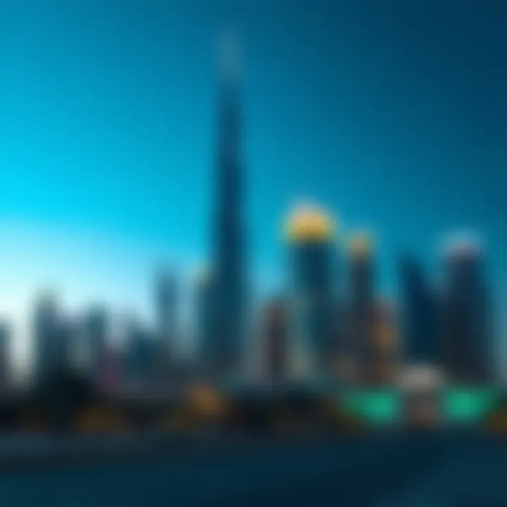 Iconic skyline of Dubai's Central Business District