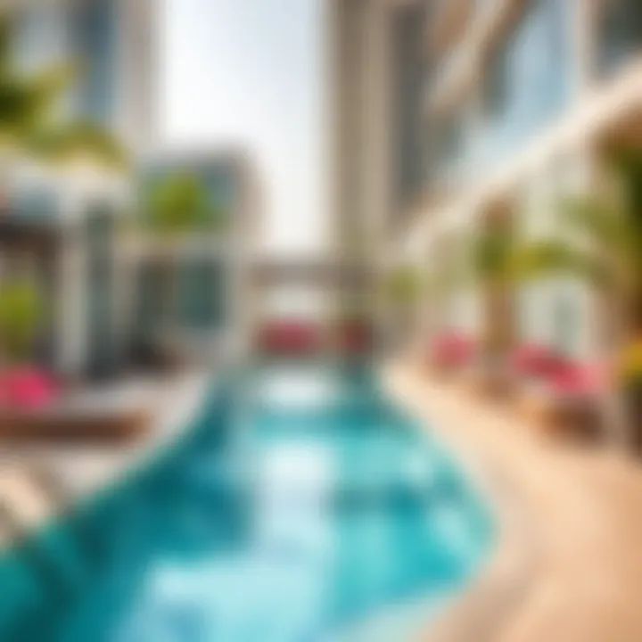 Vibrant lifestyle amenities at Chic Tower Dubai including pool and lounge areas