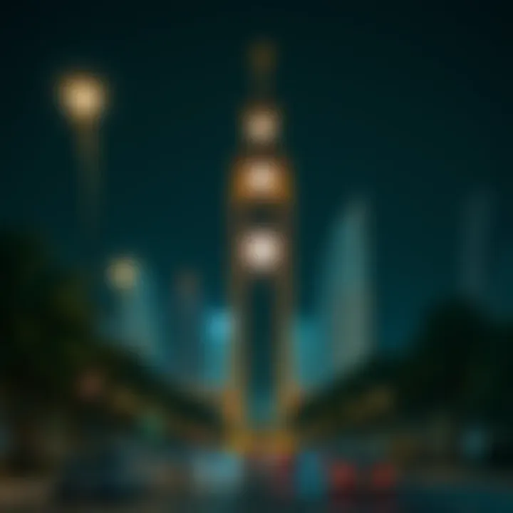 The Clock Tower illuminated at night showcasing its grandeur