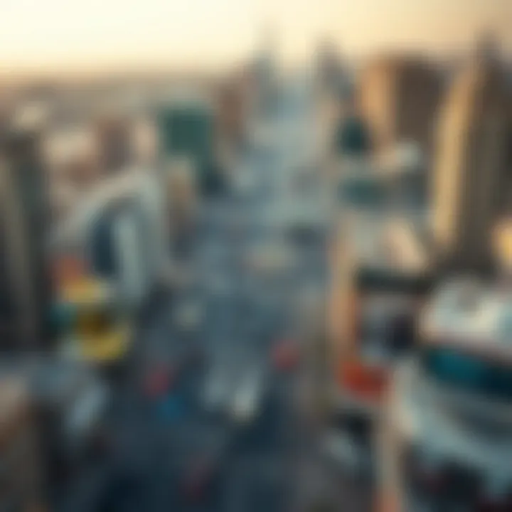 Aerial view of a bustling real estate market in Dubai