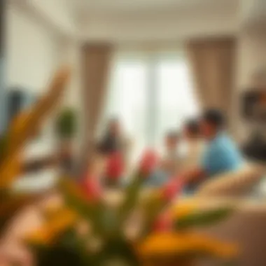 Family enjoying their time in a spacious 2 BHK apartment