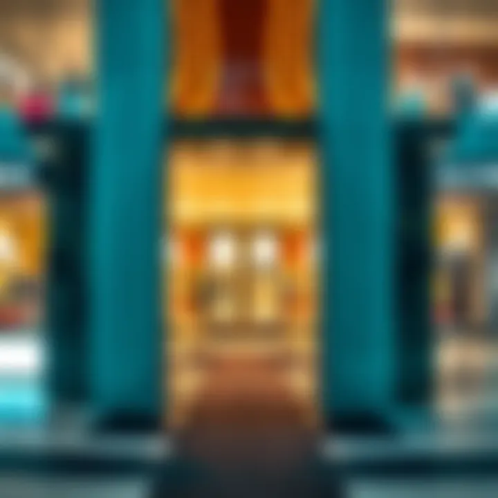 Luxurious storefronts featuring high-end fashion brands inside the mall.