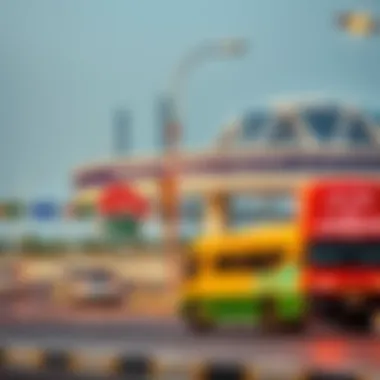 Traffic flow management at Cooperation Roundabout with vehicles and signage