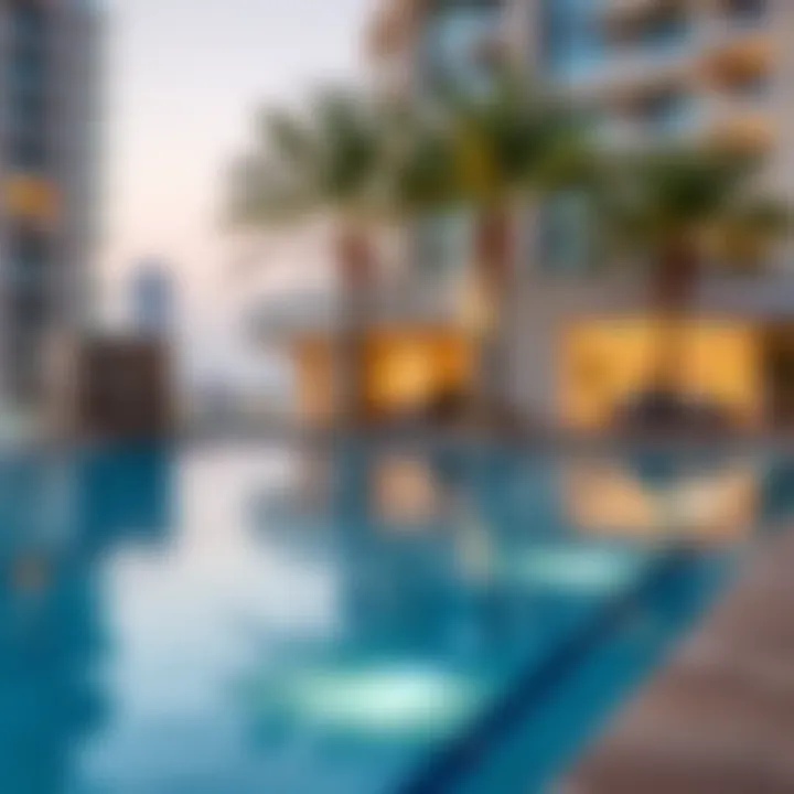 Exquisite Amenities at Dorra Bay Tower Marina Luxurious amenities offered at Dorra Bay Tower Marina, including a swimming pool and spa.