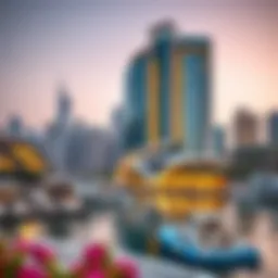 Stunning architectural view of Dorra Bay Tower Marina showcasing its modern design.