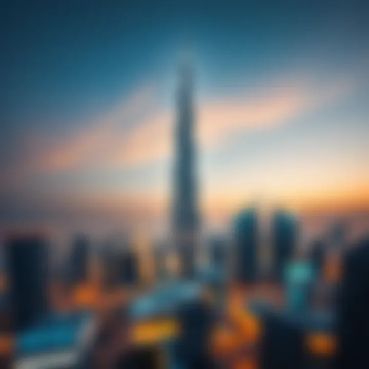 Burj Khalifa soaring above the skyline of Downtown Dubai