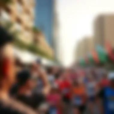 The vibrant atmosphere at the Dubai Canal Run event with enthusiastic spectators