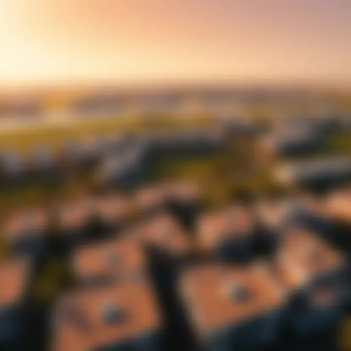 Stunning Aerial Perspective of Dubai Hills Aerial view of Dubai Hills Estate showcasing the lush greenery and modern architecture