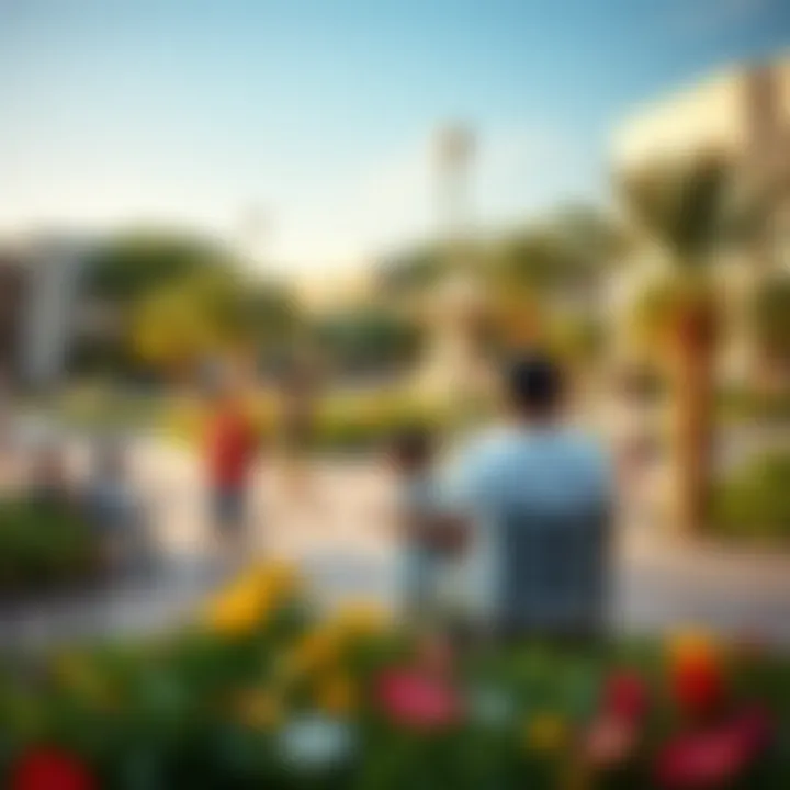 Community Park: A Hub of Relaxation and Recreation Vibrant community park in Dubai Hills with families enjoying leisure activities