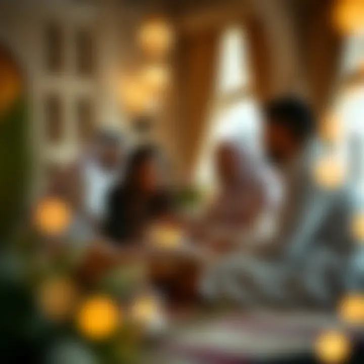 An elegant gathering of families celebrating Eid Al-Fitr together