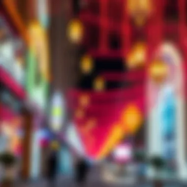 Festive decorations illuminating a UAE street during Eid Al-Fitr