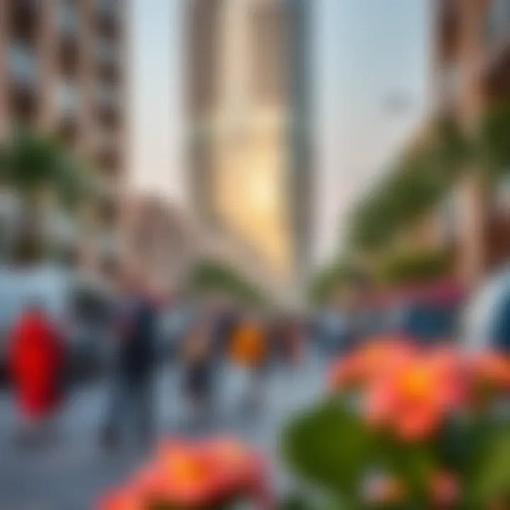 Vibrant community atmosphere surrounding the Elegance Tower