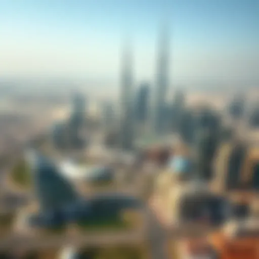 Dubai's Iconic Skyline Featuring Emaar Properties Aerial view of Dubai skyline showcasing Emaar developments