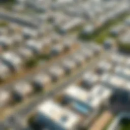 Aerial view of a newly developed community in Dubai showcasing modern architecture
