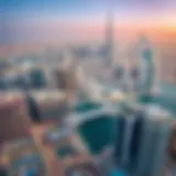 Aerial view of Dubai's skyline with iconic buildings