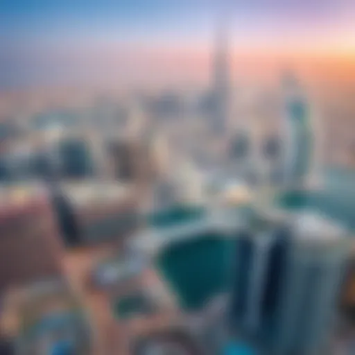 Dubai's Architectural Marvels Aerial view of Dubai's skyline with iconic buildings