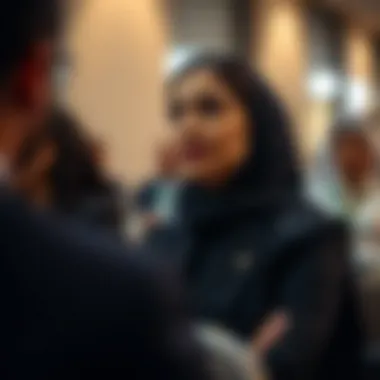 Diverse Contributions in Economic Growth An Emirati woman at a business conference