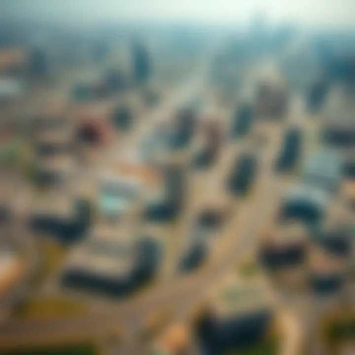 Aerial view of a bustling cityscape highlighting urban development