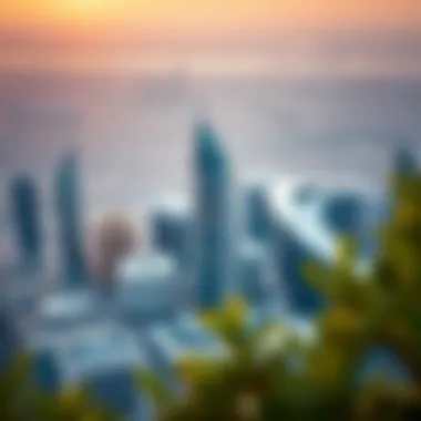 Aerial view of the Amir Building in the context of Dubai's skyline