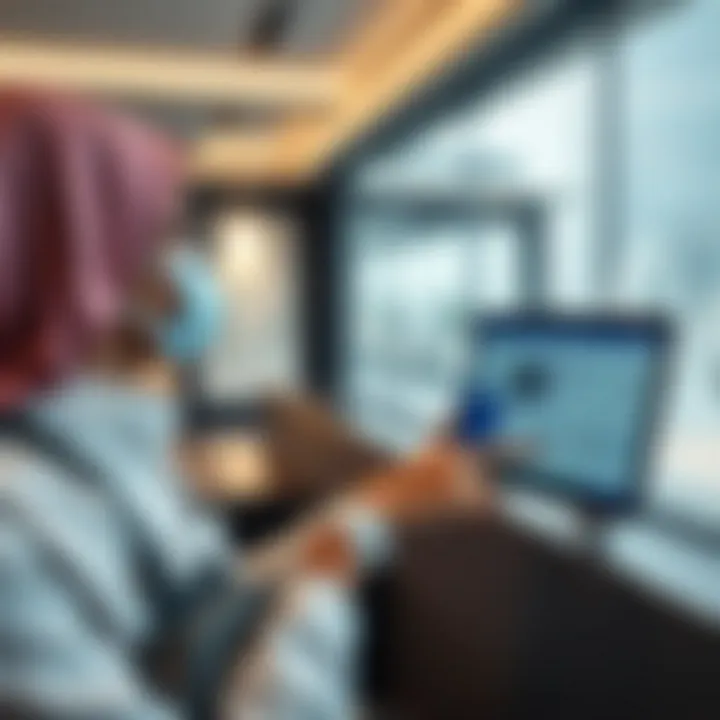 Expat navigating government portal for visa application