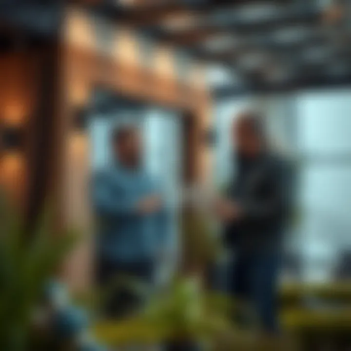 Professional landscaper discussing design ideas