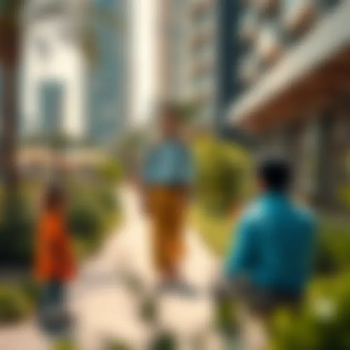 Vibrant community life in Al Ghurair with parks and social spaces