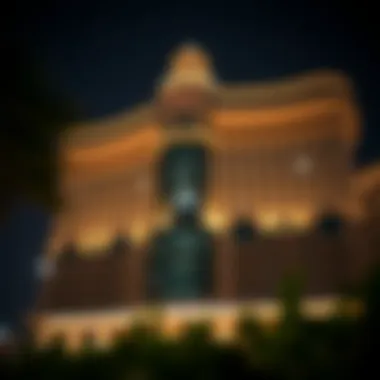 Illuminated Facade at Night Night view capturing the illuminated facade of Al Mamoura Building