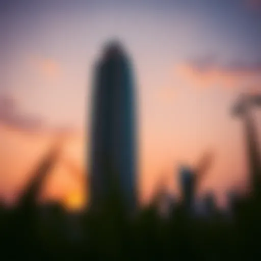 Al Thuriah Tower at Sunset Stunning view of Al Thuriah Tower at sunset