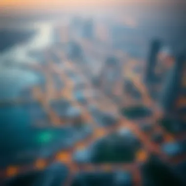 Map of Dubai highlighting various neighborhoods