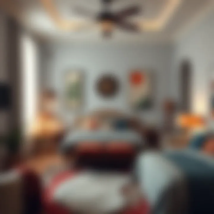 Eclectic bedroom combining various cultural elements and vibrant colors