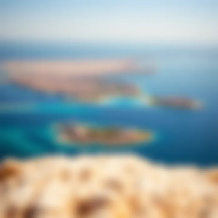 Panoramic image of the coastline highlighting Blue Waters Island's unique geographical location.