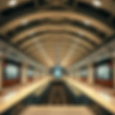 Interior design of برجمان Metro Station highlighting modern aesthetics