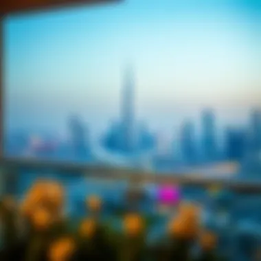 Stunning Skyline View from a Hotel Apartment Stunning skyline view from a hotel apartment balcony in Dubai