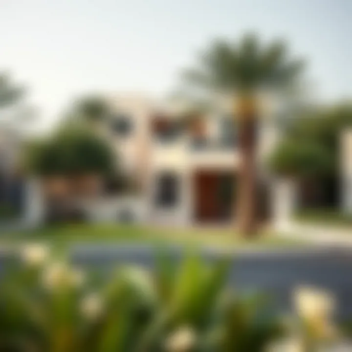 Spacious suburban villa community in Dubai with lush greenery