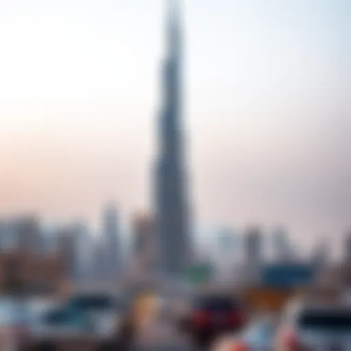 The Burj Khalifa towering over the city skyline