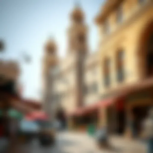 Historic market showcasing traditional Arabic architecture