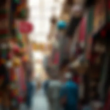 Cultural Richness at Dubai's Souks The vibrant souks of Dubai bustling with colorful textiles and traditional artifacts.